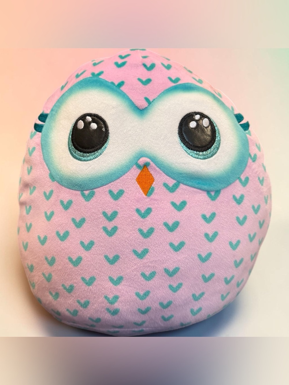 Ty Pink and Teal Plush Owl Pillow